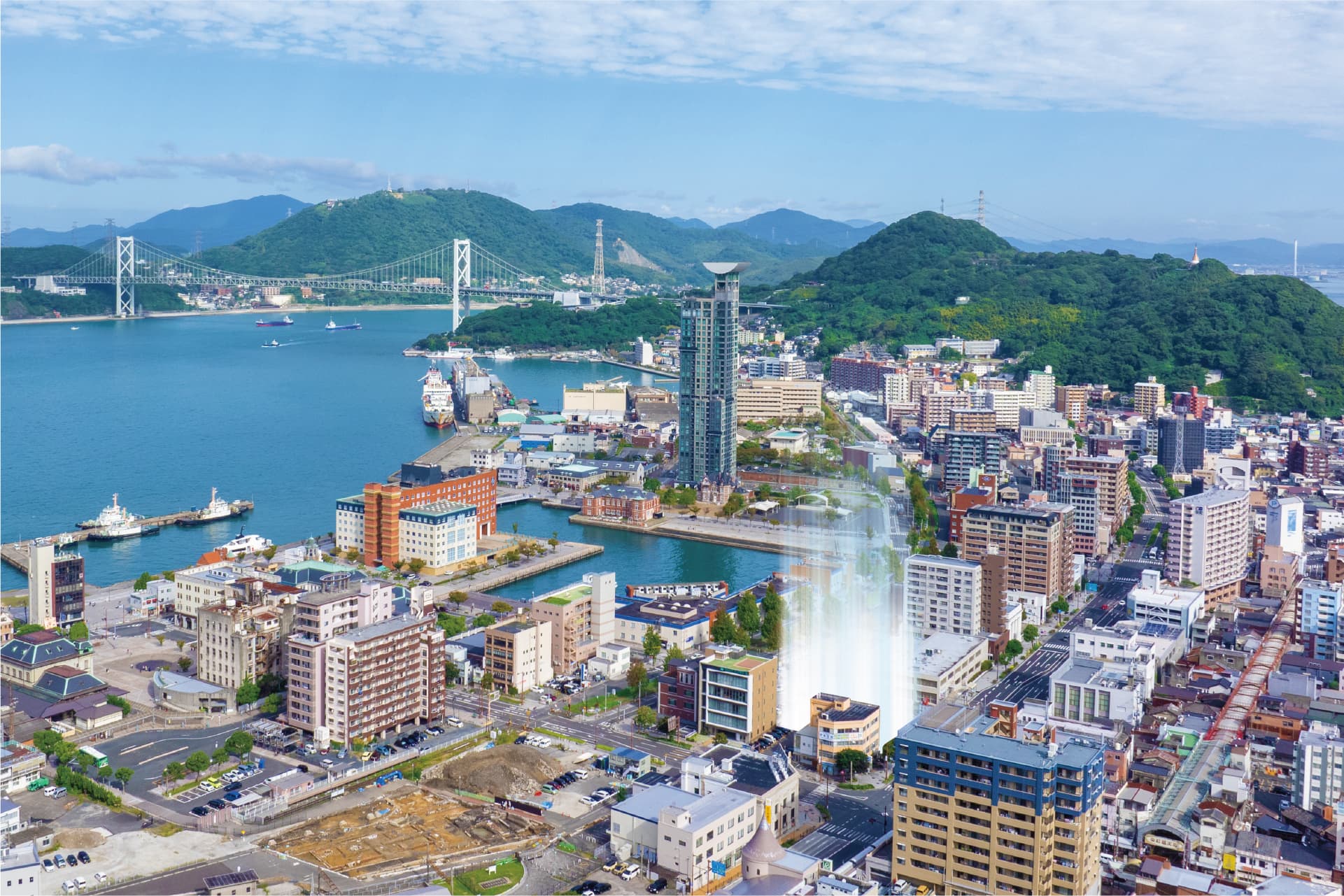 門司港周辺の空撮写真