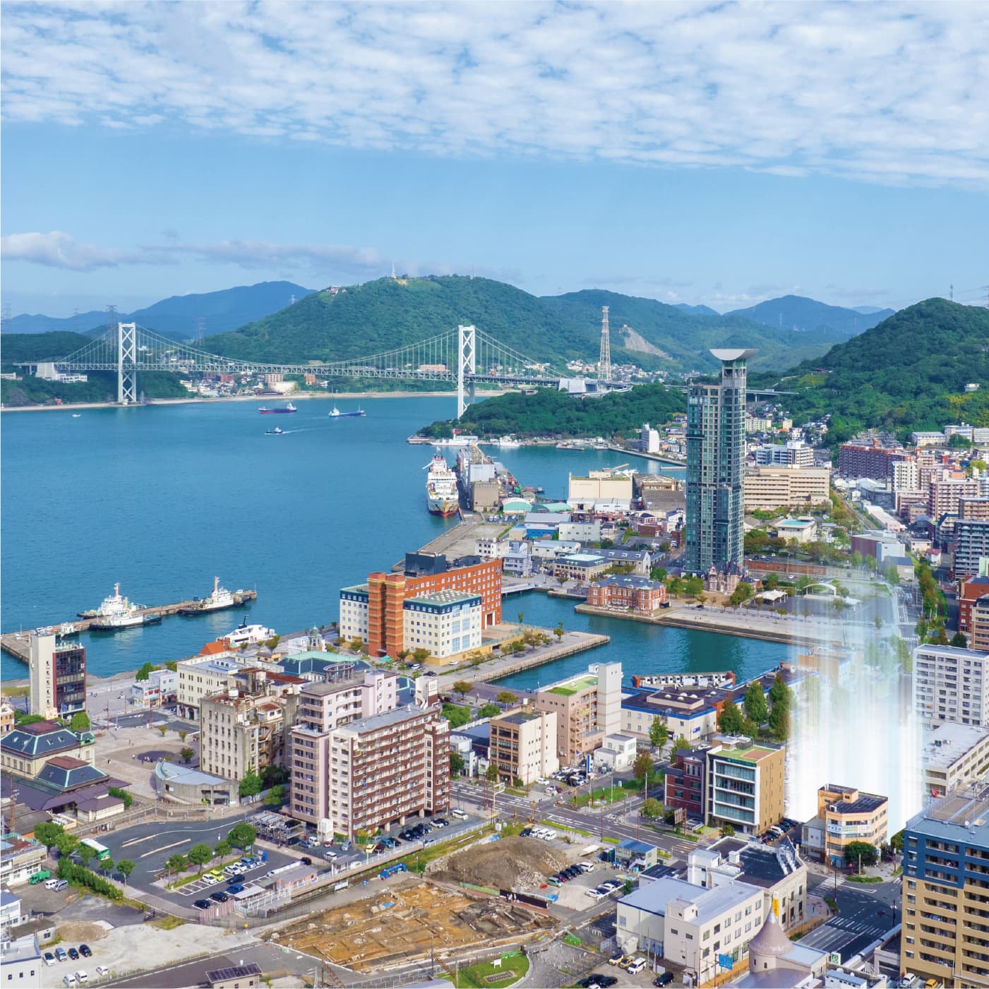 門司港周辺の空撮写真